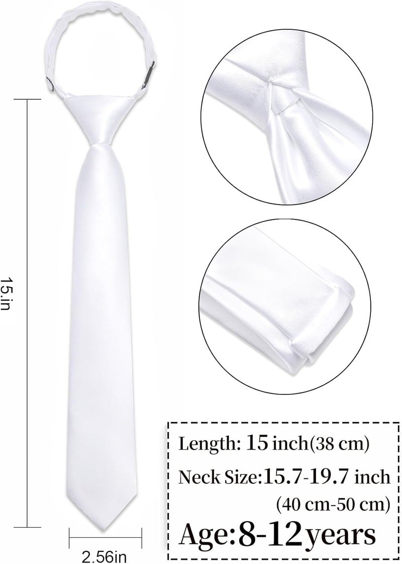 Ailisus Store Boys Tie Solid Color Silk Satin Pre-tied Kids Necktie for Age 8-12 Adjustable Formal Wedding School Graduation - Image 3
